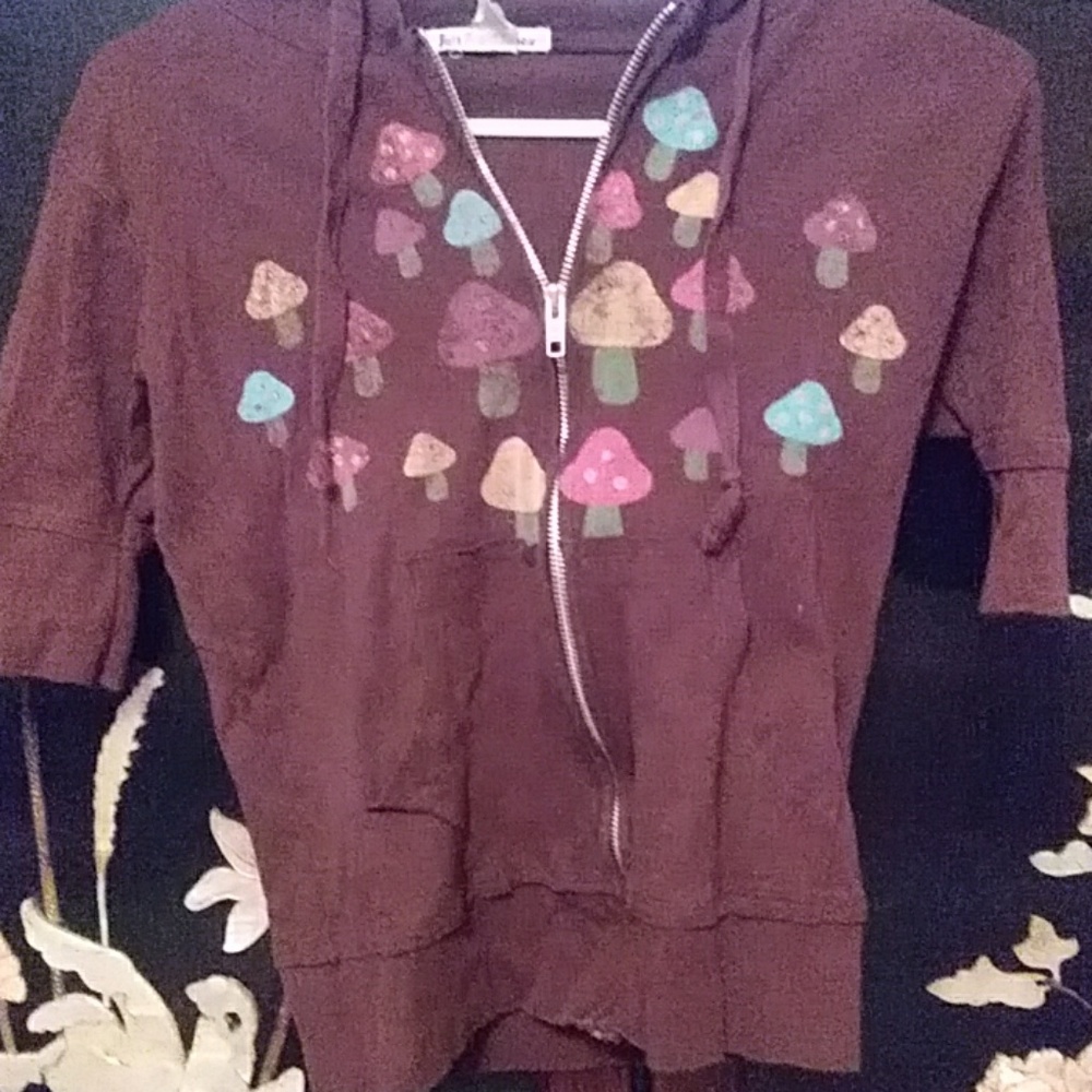 Grunge Mushrooms Brown Cover Up Shirt